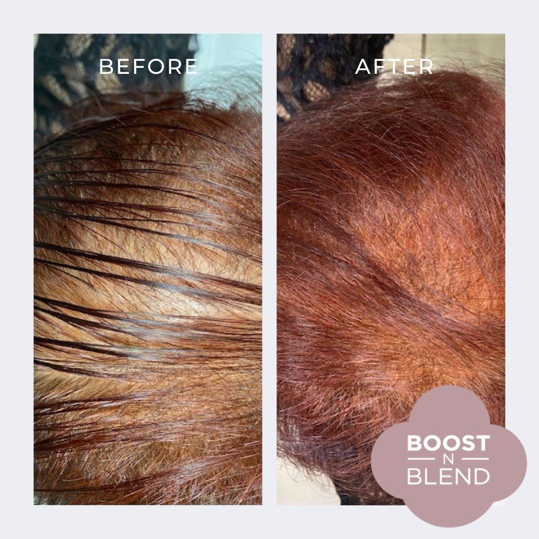 Boost N Blend Before and After #colour_warm-cinnamon-brown