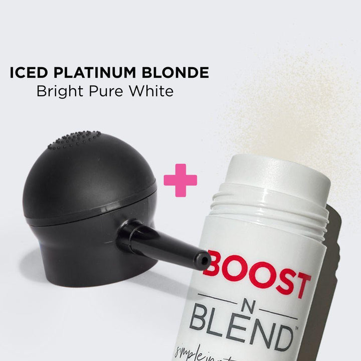 Boost N Blend Bottle and Applicator swatch #colour_iced-platinum-blonde