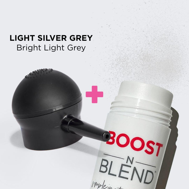 Boost N Blend Bottle and Applicator swatch #colour_light-silver-grey