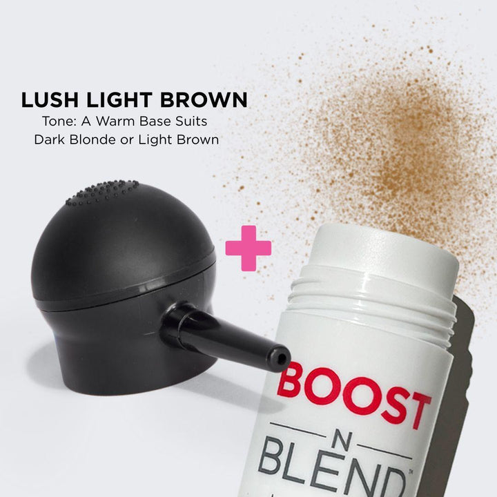Boost N Blend Bottle and Applicator swatch #colour_lush-light-brown