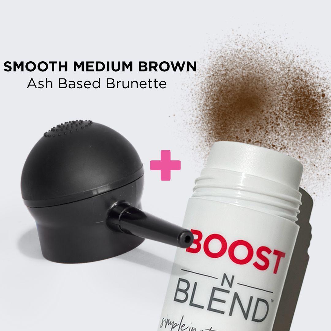Boost N Blend Bottle and Applicator swatch #colour_smooth-medium-brown