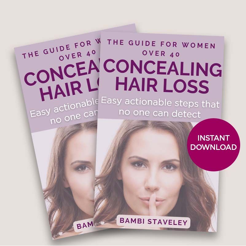 Two copies of a book titled 'Concealing Hair Loss' by Bambi Staveley on a light gray background.